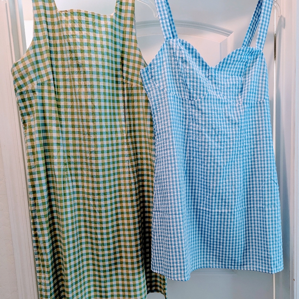 Gingham Checkered Dresses - Green and Blue...sz 16 and L...both are in one price
